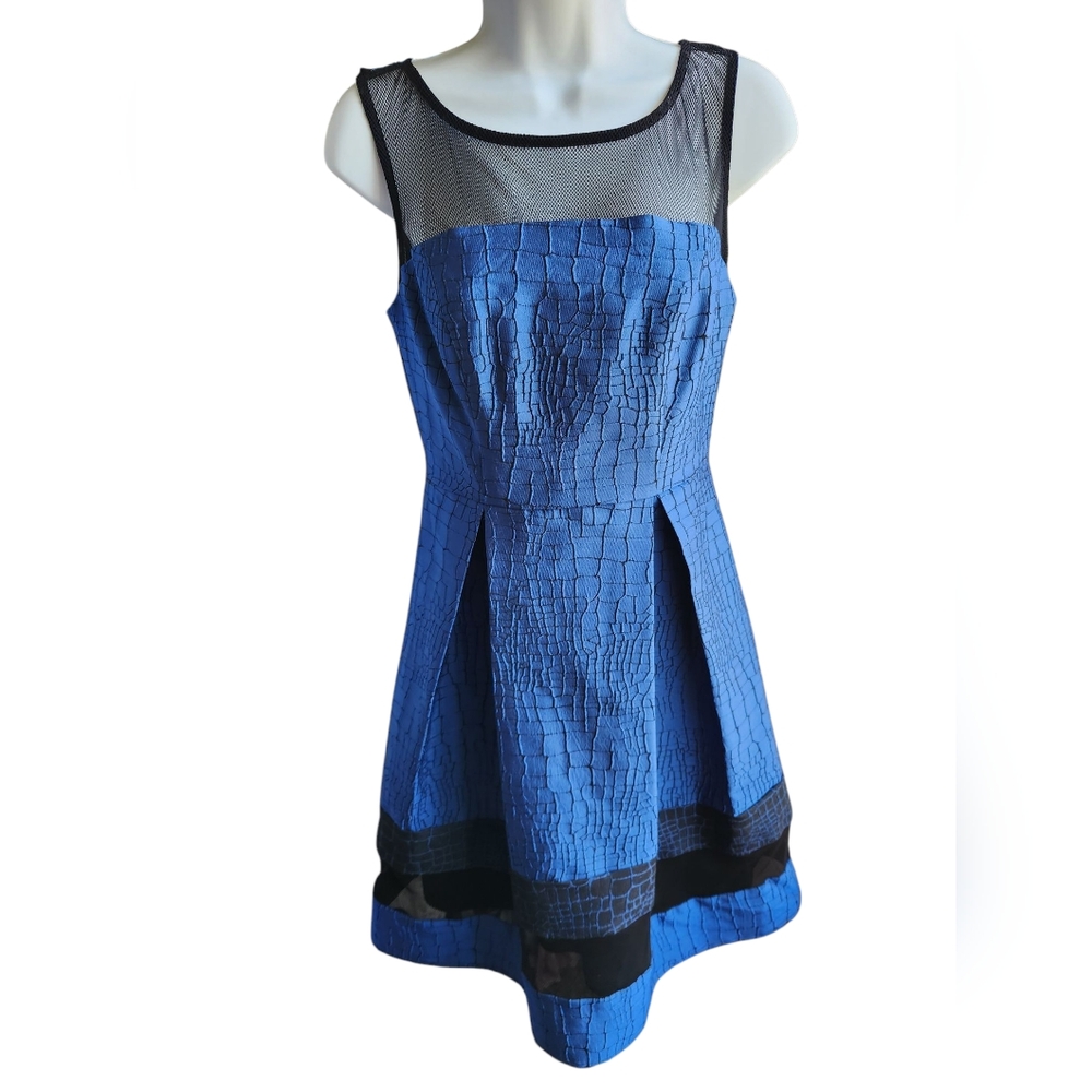 NWT Eva Franco Anthropologie Fit & Flare Black Blue Dress Size 2